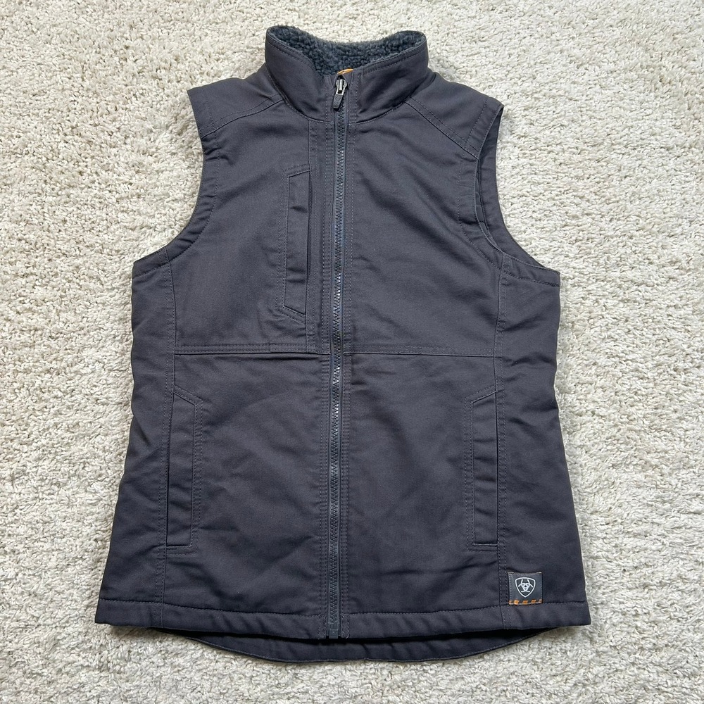 Ariat Rebar DuraCanvas Vest Medium Gray Insulated Workwear Full Zip